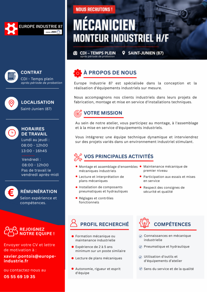 Offre d'emploi - Europe Industrie 87
